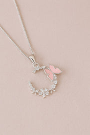 Crescent Butterfly Silver Pendant