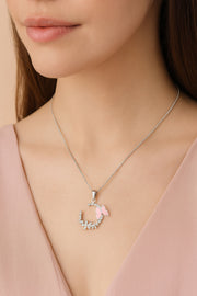 Crescent Butterfly Silver Pendant