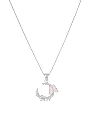Crescent Butterfly Silver Pendant