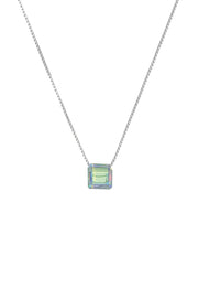 Aurora Ice Crystal Cube Silver Pendant