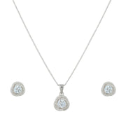 Crystal Aura Silver Pendant Set