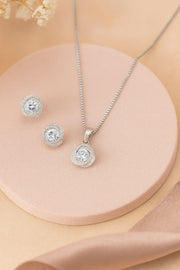 Crystal Aura Silver Pendant Set