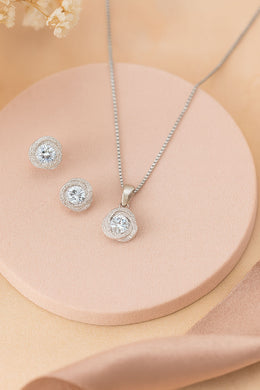 Crystal Aura Silver Pendant Set
