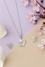 Butterfly Whisper Silver Pendant Set
