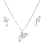 Half Butterfly Silver Pendant Set