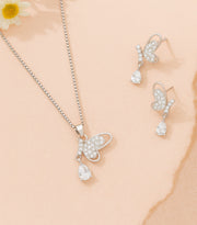 Half Butterfly Silver Pendant Set