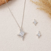 Twinkling Starburst Silver Pendant Set