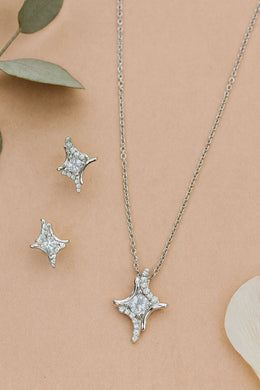 Twinkling Starburst Silver Pendant Set