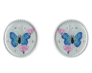 Blue Butterfly Silver Earring
