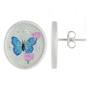 Blue Butterfly Silver Earring
