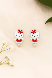 Cute Kitty Silver Studs