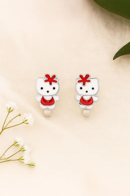 Cute Kitty Silver Studs
