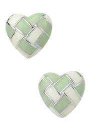 Enamel Heart Silver Earring
