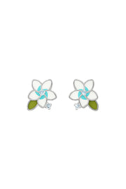 Plumeria Flower Silver Studs