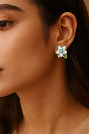 Plumeria Flower Silver Studs