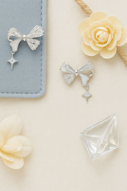 Star Dangle Bow Silver Stud