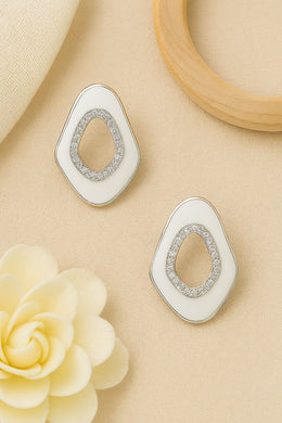 Abstract Open-Shape Silver Earring