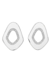 Abstract Open-Shape Silver Earring