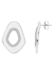 Abstract Open-Shape Silver Earring