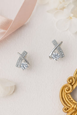 Modern Crossover Silver Earring