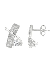Modern Crossover Silver Earring