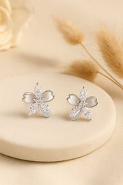Marquise Floral Silver Earring