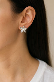 Marquise Floral Silver Earring