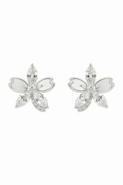 Marquise Floral Silver Earring
