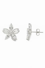 Marquise Floral Silver Earring