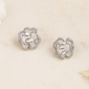 Enamel Rose Silver Earrings