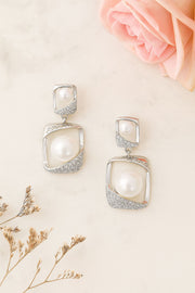 Open Pearl Drop Silver Earrings