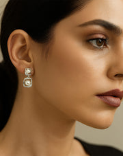 Open Pearl Drop Silver Earrings