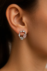 Floral Hoop Silver Earrings