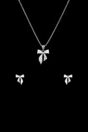 Bow Charm Silver Pendant Set