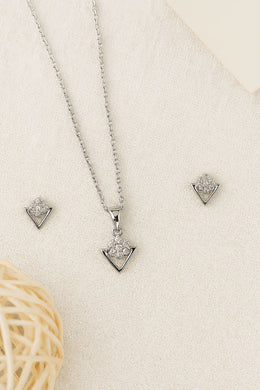 Modern Geometric Silver Pendant Set