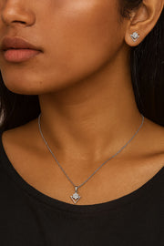 Modern Geometric Silver Pendant Set