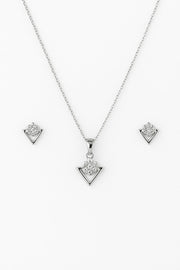 Modern Geometric Silver Pendant Set