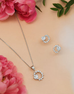 Crystal Halo Silver Pendant