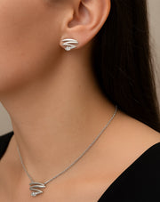 Modern Marquise Silver Pendant Set