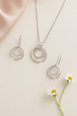 Spiral Silver Pendant Set